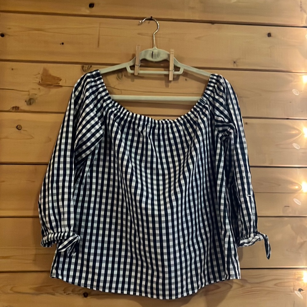 Vineyard Vines Off Shoulder Plaid Gingham Top